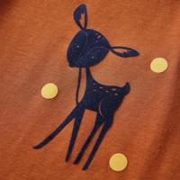 Kindershirt met lange mouwen hertenprint 92 cognackleurig - thumbnail