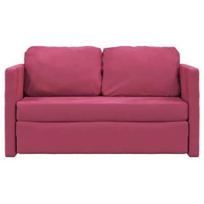 Slaapbank vloermodel 2-in-1 122x204x55 cm fluweel wijnrood