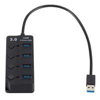 4-poorts USB 3 0 Hi-Speed multi hub-uitbreiding met schakelaar voor PC & laptop - thumbnail