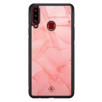 Samsung Galaxy A20s glazen hardcase - Marmer roze - thumbnail