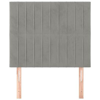 Hoofdborden 2 st 100 x 5 x 78/88 cm fluweel lichtgrijs