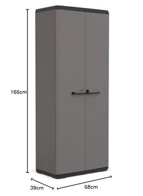 KIS Più opbergkast voor utiliteit - 68 x 39 x 166 cm - houtskoolgrijs en zwart