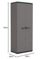 KIS Più opbergkast voor utiliteit - 68 x 39 x 166 cm - houtskoolgrijs en zwart - thumbnail