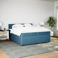 Boxspring met matras fluweel blauw 200x200 cm - thumbnail