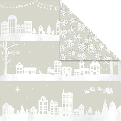 Vivi Gade Design papier, huizen en sneeuwvlokken, vel 30,5x30,5 cm, 180 gr, 3 vel/ 1 doos