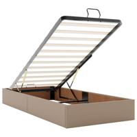 Bedframe zonder matras 100x200 cm kunstleer cappuccinokleurig - thumbnail