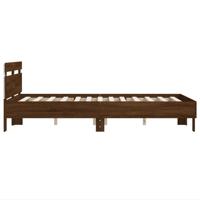 Bedframe met hoofdeinde en LED bruin eikenkleur 200x200 cm - thumbnail