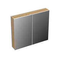 Spiegelkast Forzalaqua Uni 80x12.5x68.8 Cm 2 Deuren Tweezijdig Spiegel Eiken Smoke - thumbnail