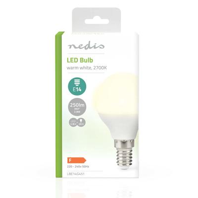 Nedis LBE14G451 Led-lamp E14 Kaars 2.8 W 250 Lm 2700 K Warm Wit Frosted 1 Stuks