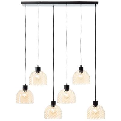 Brilliant 6-lichts hanglampCasto zwart met amber glas - 60110/20