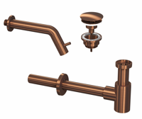 INK 3A Fonteinkraanset - wandFonteinkraan - always open - plug en designSifon - Mat rose goud 9902422 - thumbnail