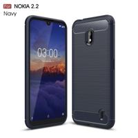 Geborsteld textuur koolstofvezel TPU Case voor Nokia 2.2 (marineblauw) - thumbnail