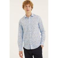 A fish named Fred slim fit overhemd met all over print lichtblauw - thumbnail