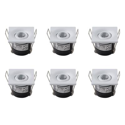 LED Veranda Spot Verlichting Set 6 Stuks - Vierkant Inbouw 1W 4200K