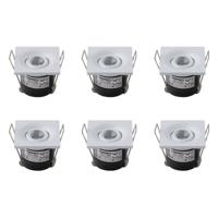 LED Veranda Spot Verlichting Set 6 Stuks - Vierkant Inbouw 1W 4200K - thumbnail