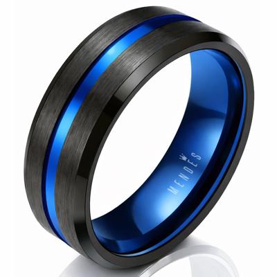 Heren ring Wolfraam Zwart Blauw 8mm-19mm Heren ring Wolfraam Zwart Blauw 8mm-19mm