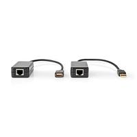 USB-Verlenger - USB 1.1-1x RJ45 Female - 1x USB-A Female - 1x USB-A Male - 1x RJ45 Female - 50 m - 12 Mbps - Goud Verguld - Rond - PVC - Zwart - Window Box - thumbnail