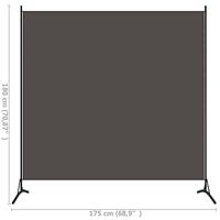 Kamerscherm met 1 paneel 175x180 cm antraciet - thumbnail