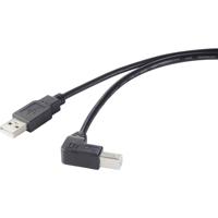 Renkforce RF-4613068 USB-kabel USB 2.0 USB-A stekker, USB-B stekker 0.50 m Zwart 90° haaks naar onder - thumbnail