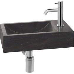 Saqu Nature Collection fonteinset met chromen kraan rechts natuursteen