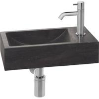 Saqu Nature Collection fonteinset met chromen kraan rechts natuursteen - thumbnail