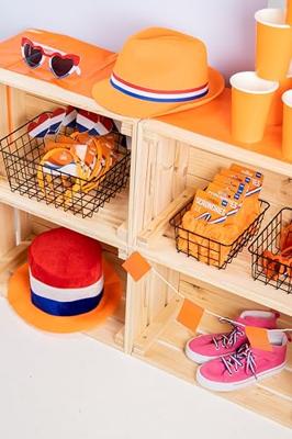 Hoge Hoed Gestreept Rood-Wit-Blauw-Oranje