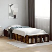 Bedframe bewerkt hout gerookt eikenkleurig 75x190 cm - thumbnail