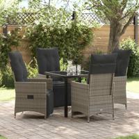5-delige tuinset met kussens in grijs poly rattan - thumbnail