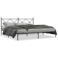 Bedframe met hoofdbord metaal zwart 193x203 cm - thumbnail