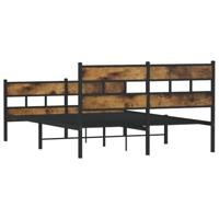 Bedframe zonder matras metaal gerookt eikenkleurig 140x190 cm - thumbnail