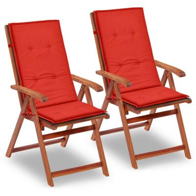 VidaXL Tuinstoelkussens 2 st hoge rug 120x50x3 cm stof rood VidaXL Tuinstoelkussens 2 st hoge rug 120x50x3 cm stof rood