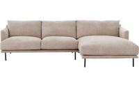 Goossens Bank Luxor Stof beige, stof, 2,5-zits, modern design met chaise longue rechts - thumbnail