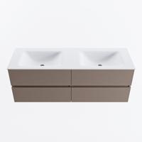 MONDIAZ VICA 140cm badmeubel onderkast Smoke 4 lades. Wastafel CLOUD dubbel zonder kraangat, kleur Talc. - thumbnail