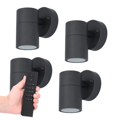 4x Mason LED Wandlamp - Dimbaar - 4 Watt 345 lumen - IP44 Waterdicht - GU10 - 2700K Warm Wit - Binnen en buiten - Zwart - Incl. dimmer met afstandsbediening - tuinverlichting