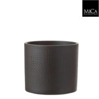 Mica Decorations era pot donkergrijs relief 17,5x19,5cm - thumbnail