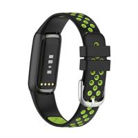 Fitbit Luxe - Siliconen sportbandje - Maat: Large - Zwart + neon groen - thumbnail