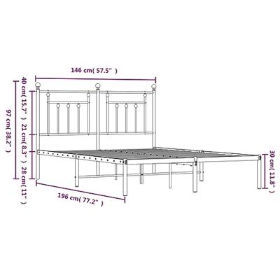 Bedframe met hoofdbord metaal wit 140x190 cm