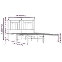 Bedframe met hoofdbord metaal wit 140x190 cm - thumbnail