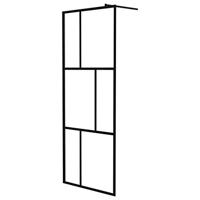 VidaXL Inloopdouchewand 80x195 cm gehard glas zwart - thumbnail