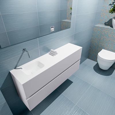 MONDIAZ ADA 120cm toiletmeubel cale. LEX wastafel talc links zonder kraangat