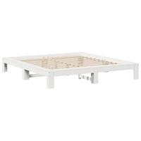 Bedframe zonder matras massief grenenhout wit 150x200 cm - thumbnail