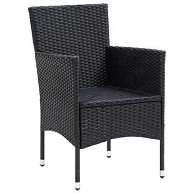 5-delige Tuinset met kussens poly rattan zwart - thumbnail