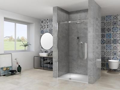 Nisdeur Van Rijn Products ST08 Draaideur 2-Delig 140x200 cm 8 mm Helder Glas Incl. Muurprofiel, Greep en Stabilisatiestang Chroom