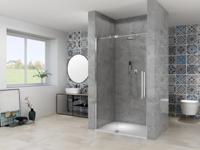 Nisdeur Van Rijn Products ST08 Draaideur 2-Delig 140x200 cm 8 mm Helder Glas Incl. Muurprofiel, Greep en Stabilisatiestang Chroom - thumbnail