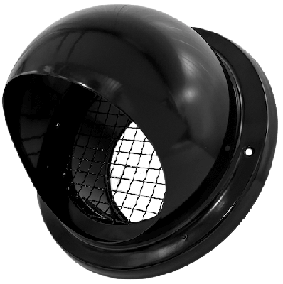 Bolrooster Zwart Ø 125mm Met Grofmazig Gaas - Hoge Doorlaat Bolrooster Zwart Ø 125mm Met Grofmazig Gaas - Hoge Doorlaat