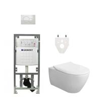 Villeroy & Boch Subway 2.0 DirectFlush CeramicPlus toiletset slimseat zitting met Geberit reservoir en bedieningsplaat wit 0701131/0700518/ga26033/ga91964/ - thumbnail