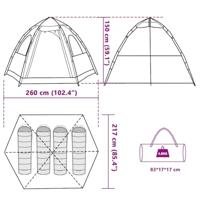 Kampeertent 4-persoons snelontgrendeling grijs en oranje - thumbnail