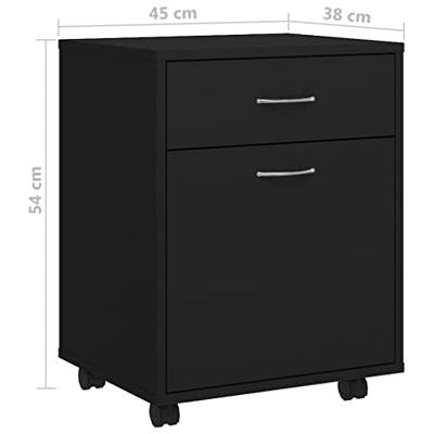 VidaXL Rolkast 45x38x54 cm bewerkt hout zwart VidaXL Rolkast 45x38x54 cm bewerkt hout zwart