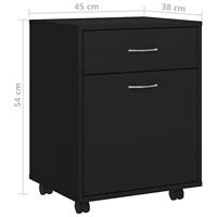 VidaXL Rolkast 45x38x54 cm bewerkt hout zwart - thumbnail