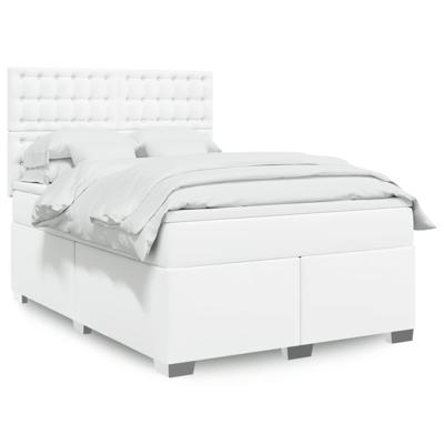 Boxspring met matras kunstleer wit 140x200 cm